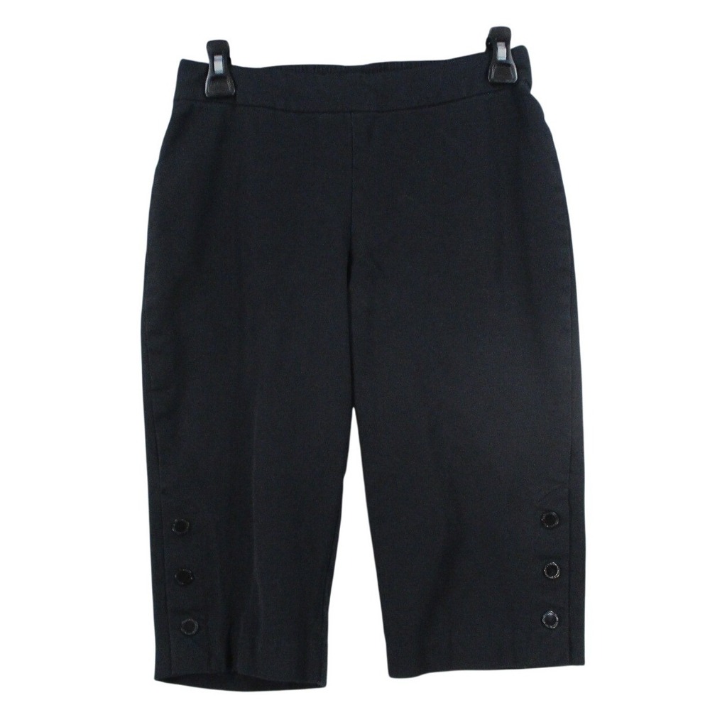 Isaac Mizrahi Live Womens Black Button Hem Cropped‎ Pants Capris Size 4P